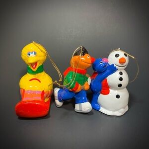 VTG Set 3 Ceramic Sesame Street Ornaments Big Bird Grover Ernie Muppet Friends